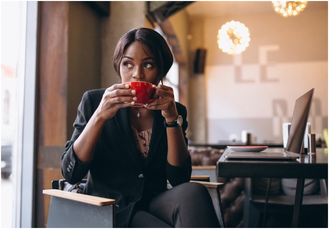 Woman drinking coffee