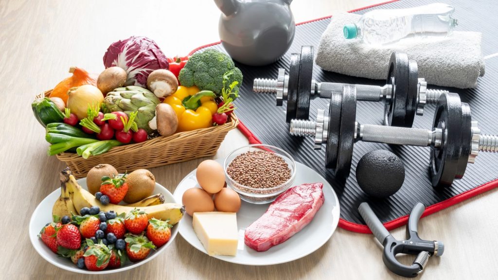 Fruit veggies meat weights